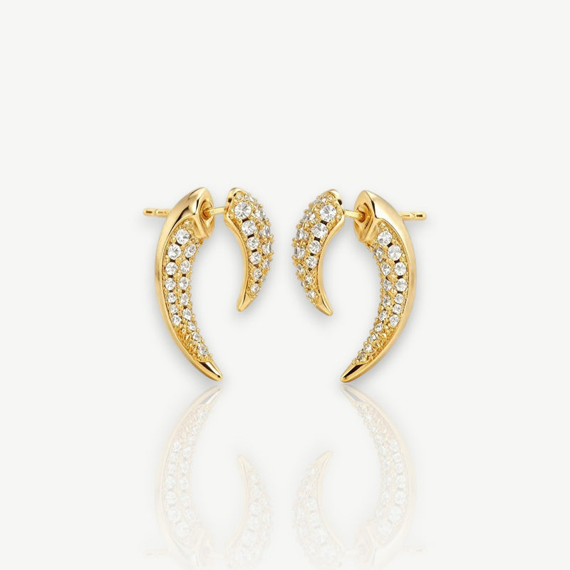 French Retro Golden Horn Earrings