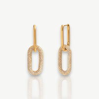 Oval Pavé Link Earrings