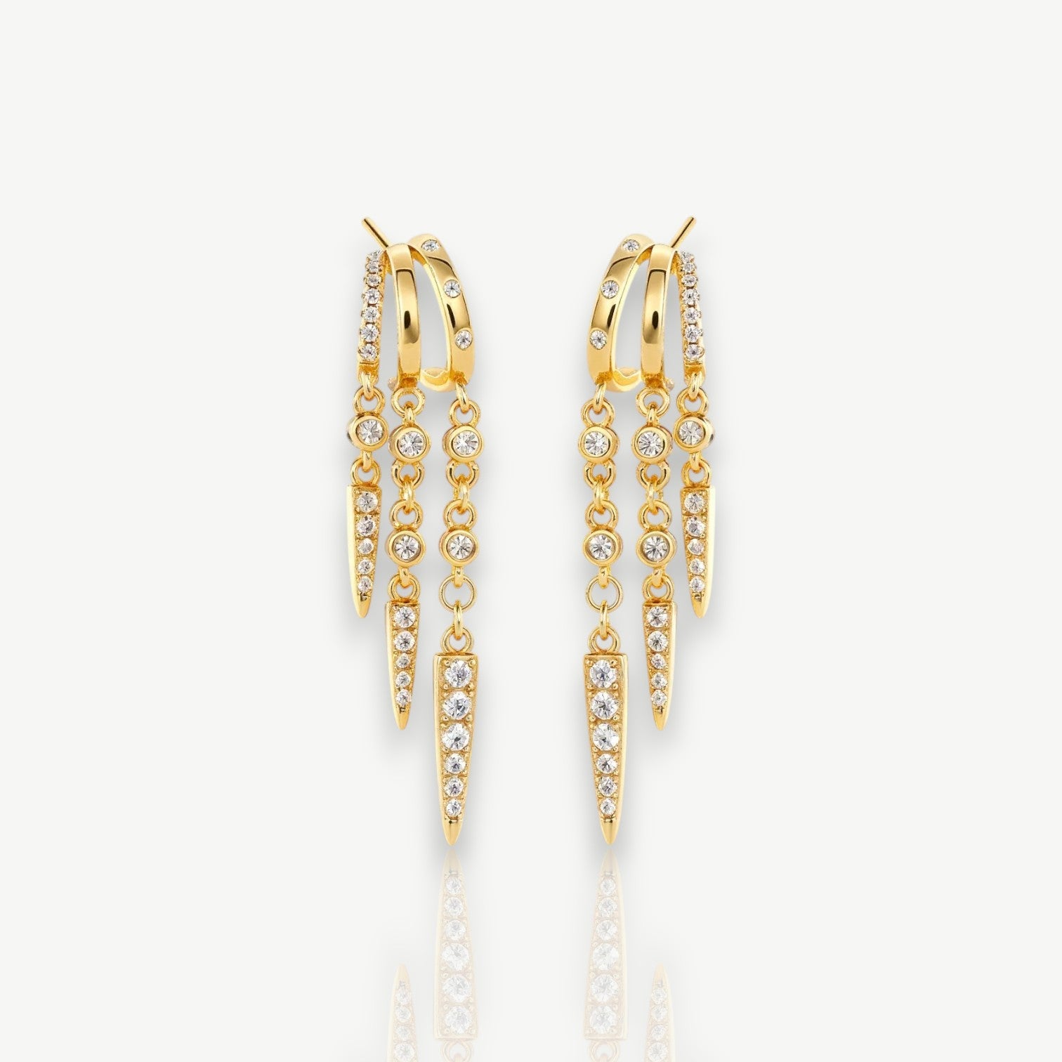 Double Spike Cascade Hoop Earrings