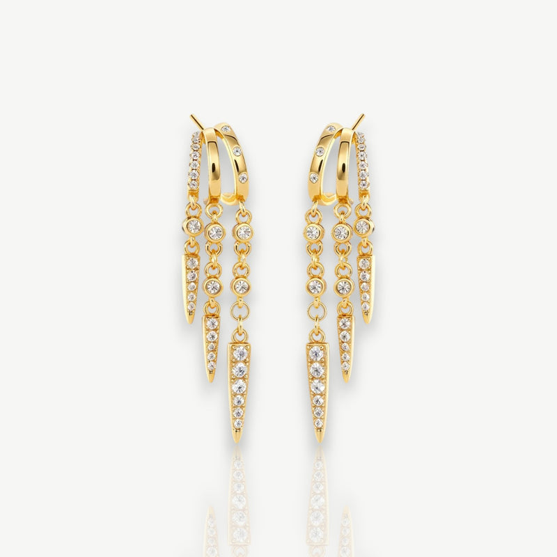 Double Spike Cascade Hoop Earrings