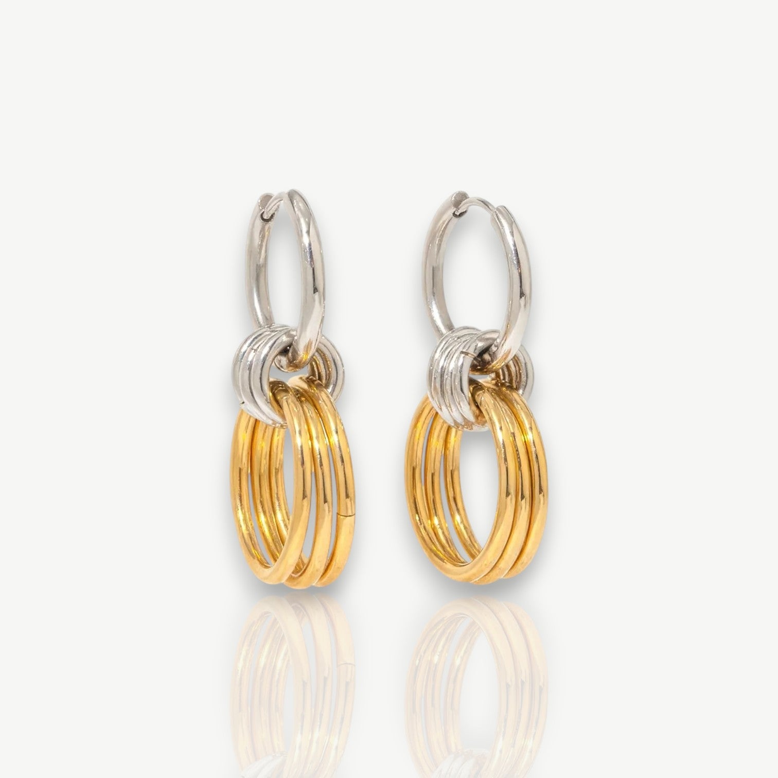 Two-Tone Ring Drop Earrings