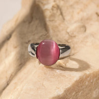 Silver Pink Stone Ring - Nahzshop