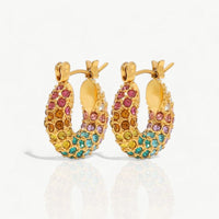 Colorful Zirconia Hoop Earring- Nahzshop