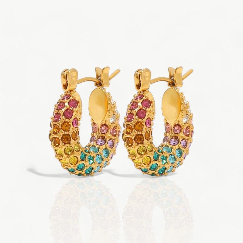 Colorful Zirconia Hoop Earring- Nahzshop