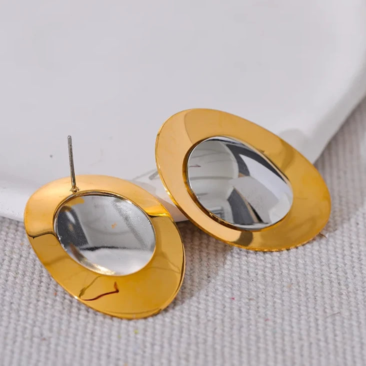 Two Color Dish Earrings - Nahzshop