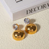 Gold Ball Zirconia Drop Earring - Nahzshop