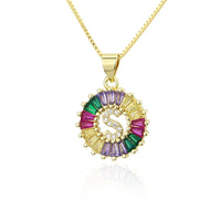 Vibrant Zirconia Initial Pendant Necklace