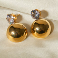 Gold Ball Zirconia Drop Earring- Nahzshop