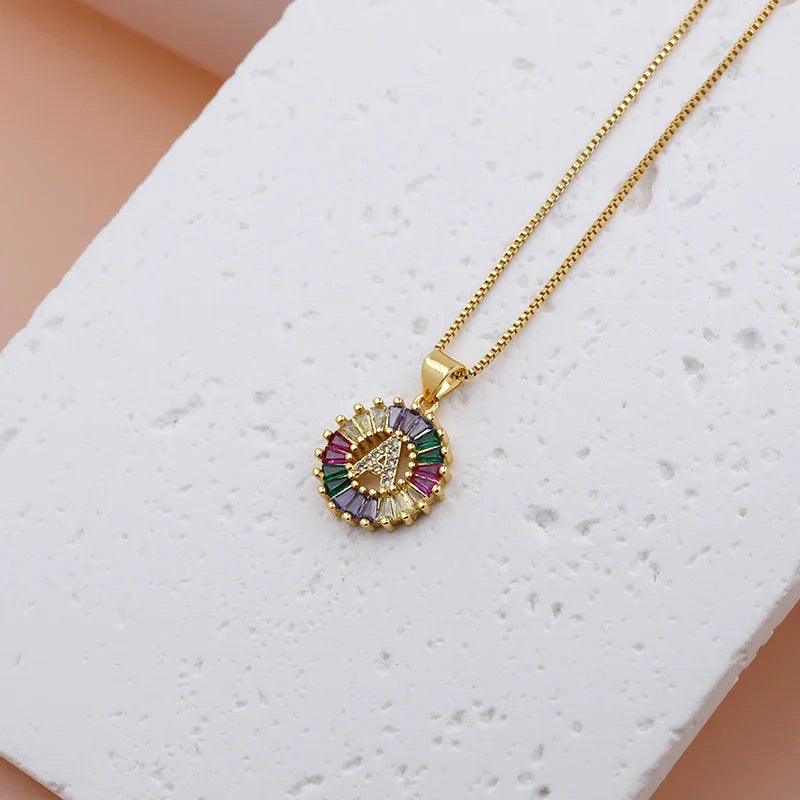 Vibrant Zirconia Initial Pendant Necklace