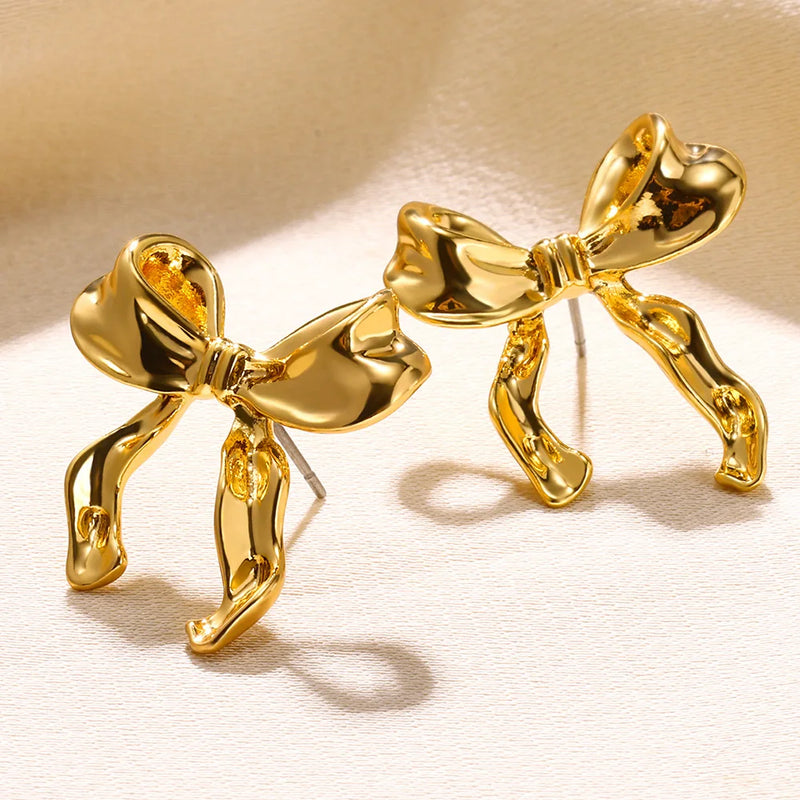 Gold Bow Earrings - Nahzshop