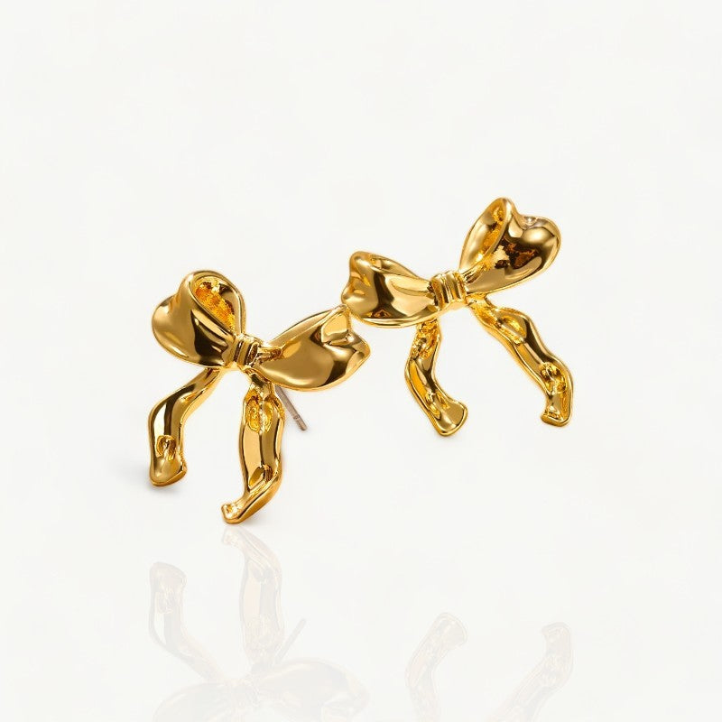 Gold Bow Earrings - Nahzshop