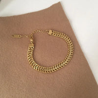 Double Spell Gold Color Thick Twist Chain Bracelet - Nahzshop