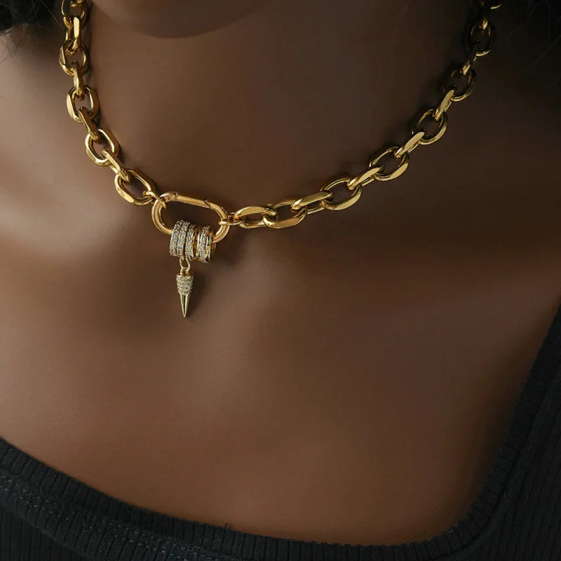 Spike Pendant Chain Necklace