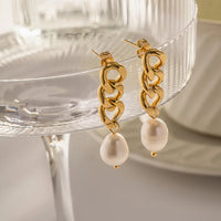 Pearl Chain Earrings - Nahzshop