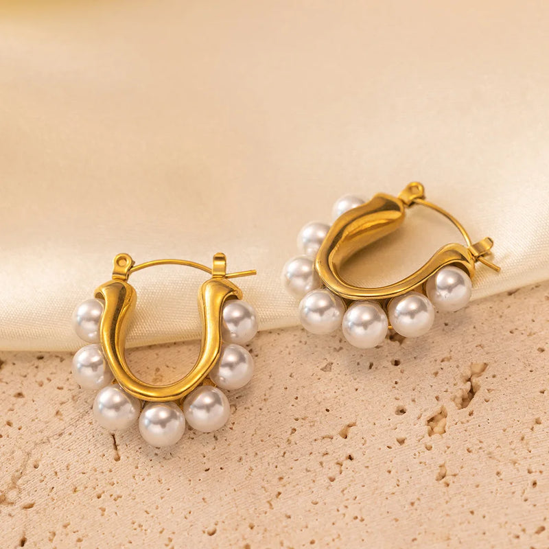 Pearl Hoop Earrings - Nahzshop