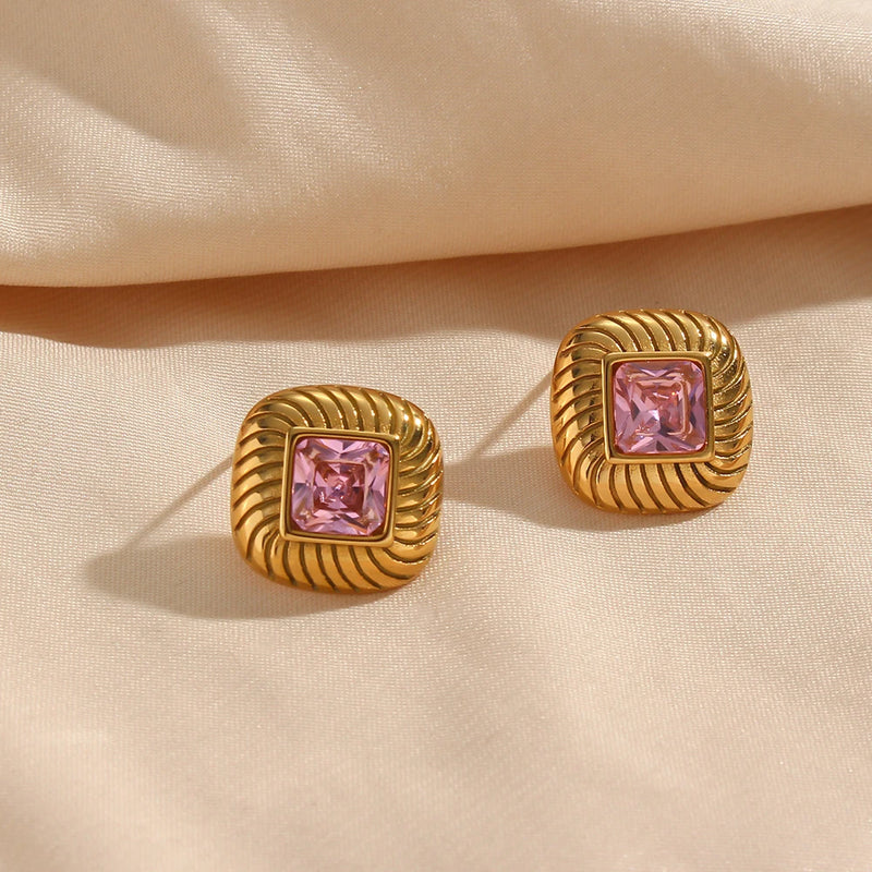 Luxury Zirconia Square Stud Earrings -nahzshop