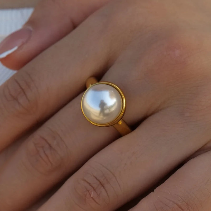 Big Pearl Gold Ring - Nahzshop