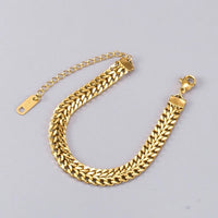 Double Spell Gold Color Thick Twist Chain Bracelet - Nahzshop