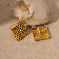 Square Ribbed Earrings - Nahzshop