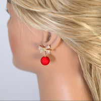 Bowknot Pearl Earrings Christmas