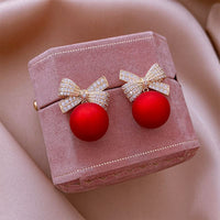 Bowknot Pearl Earrings Christmas