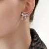 Silver Bow Earrings - Nahzshop