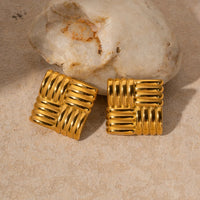 Square Ribbed Earrings - Nahzshop