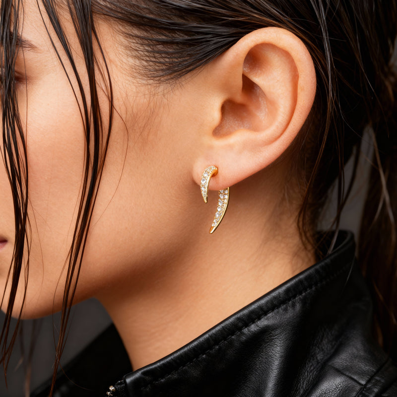 French Retro Golden Horn Earrings