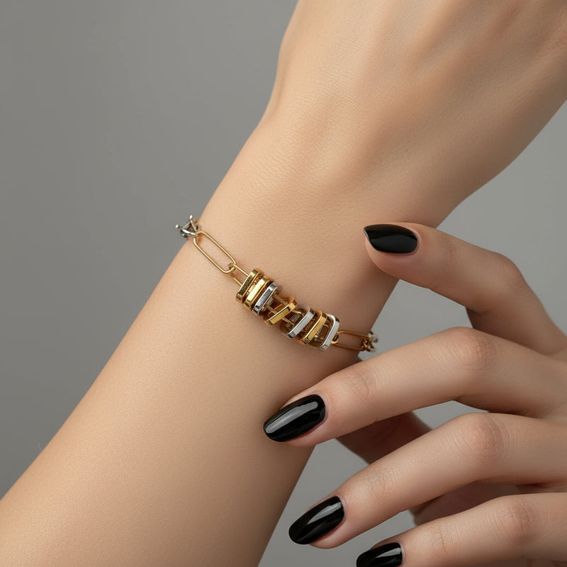 Minimal Square Paperclip Charm Bracelet