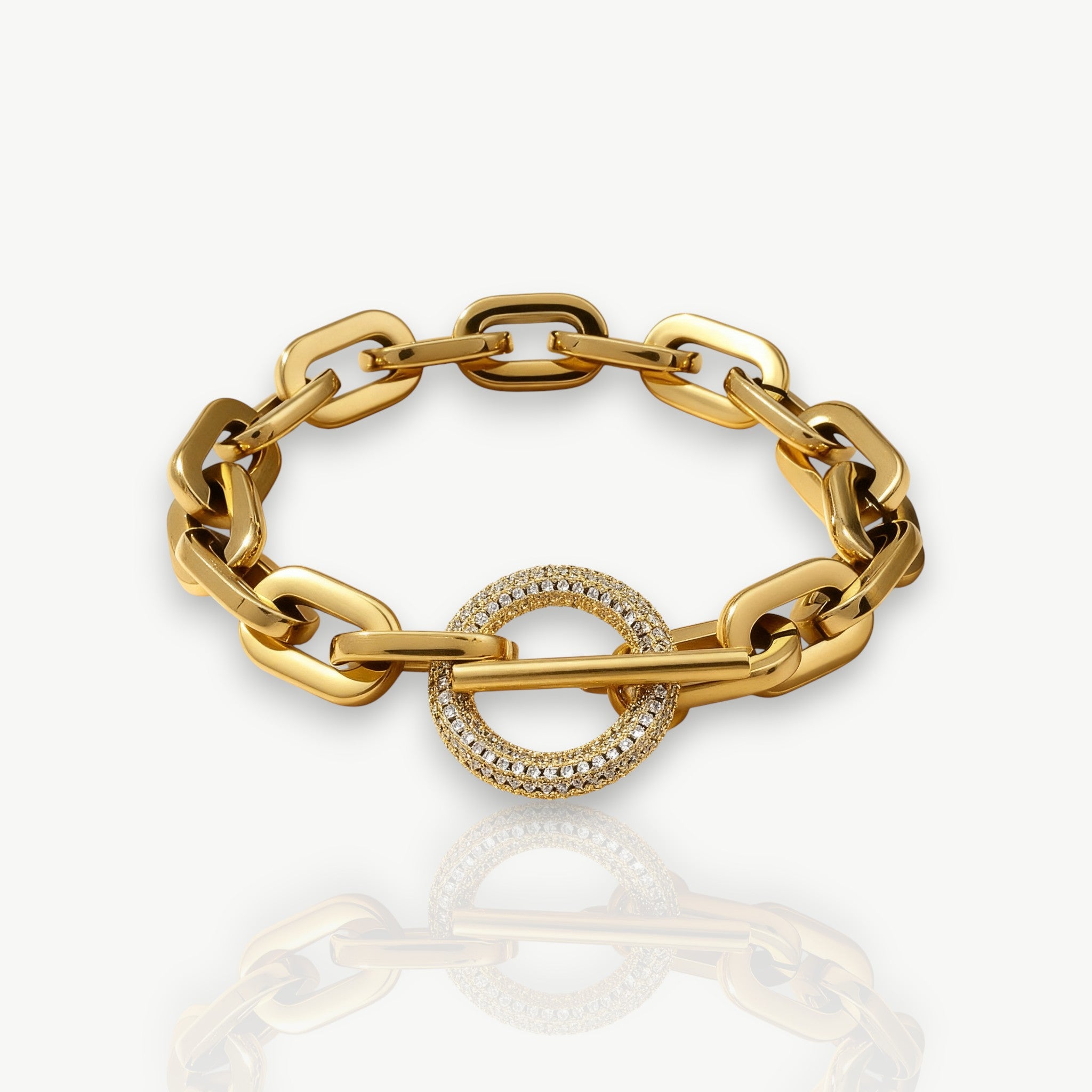 Paperclip CZ Toggle Link Bracelet