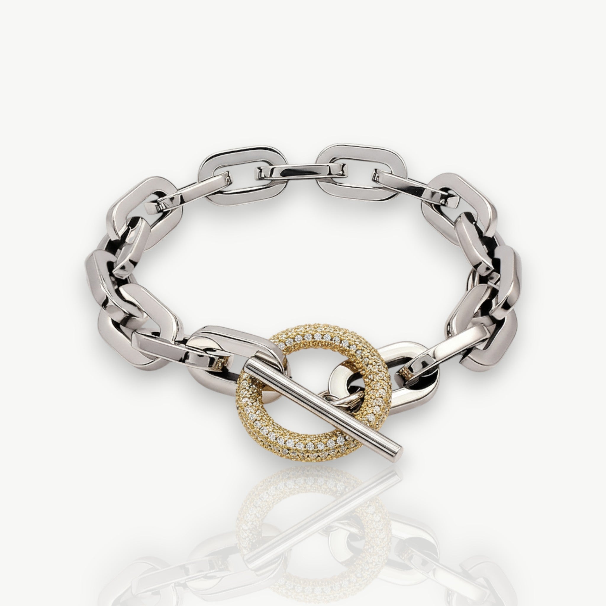 Paperclip CZ Toggle Link Bracelet