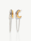 Two-Tone Hoop Earrings with Chain