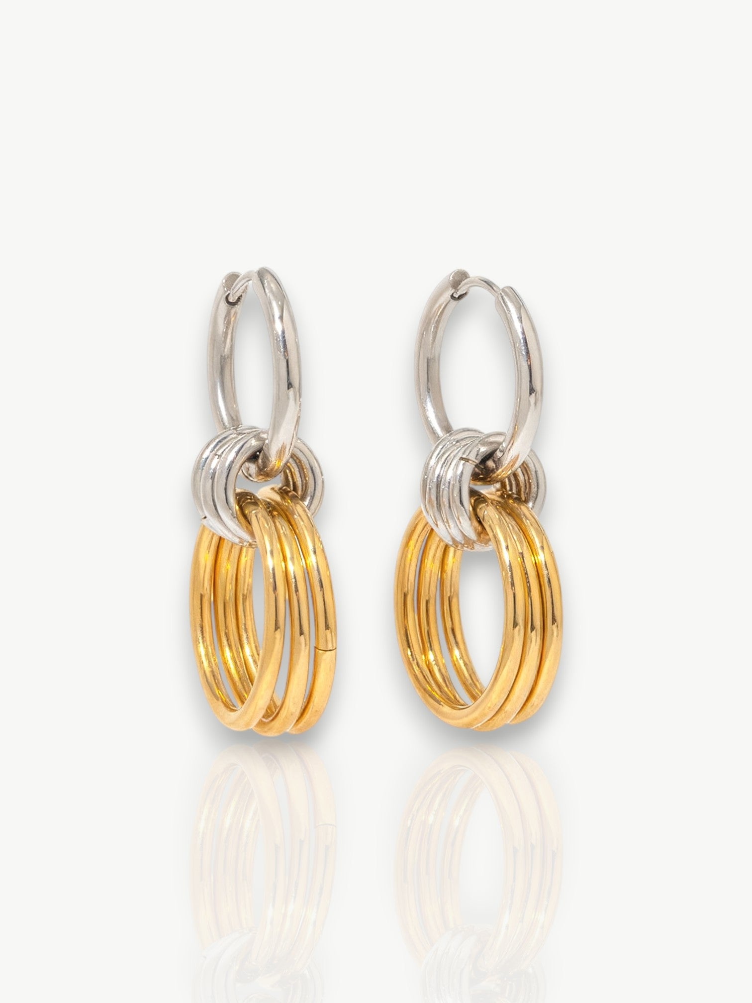 Two-Tone Ring Drop Earrings