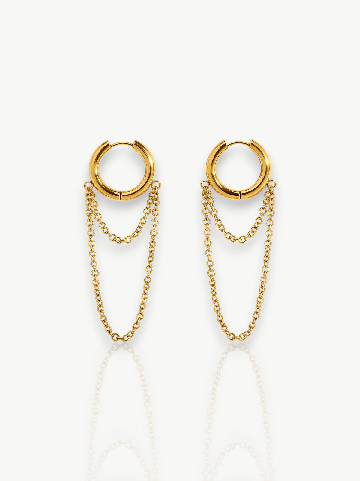 Double Layer Chain Hoop Earrings