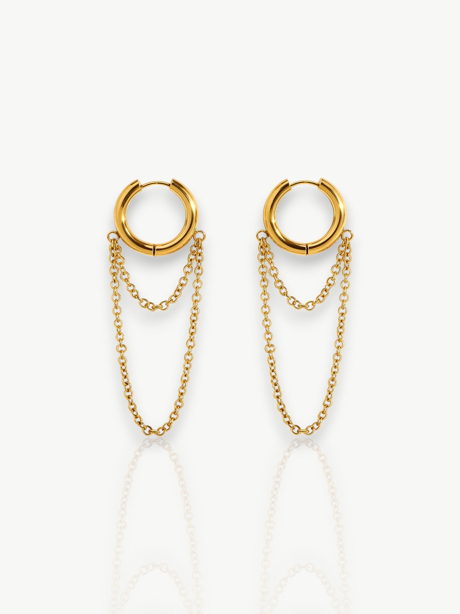 Double Layer Chain Hoop Earrings