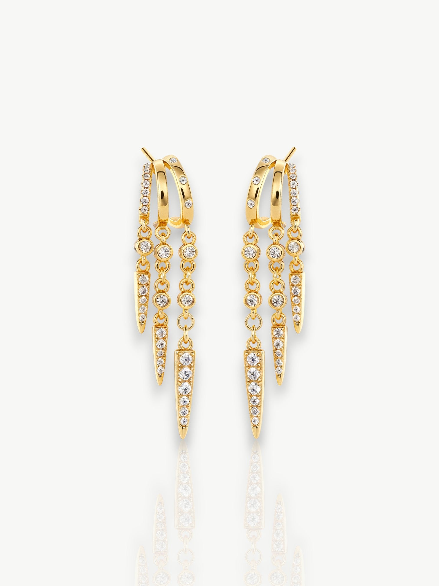 Triple Spike Cascade Hoop Earrings