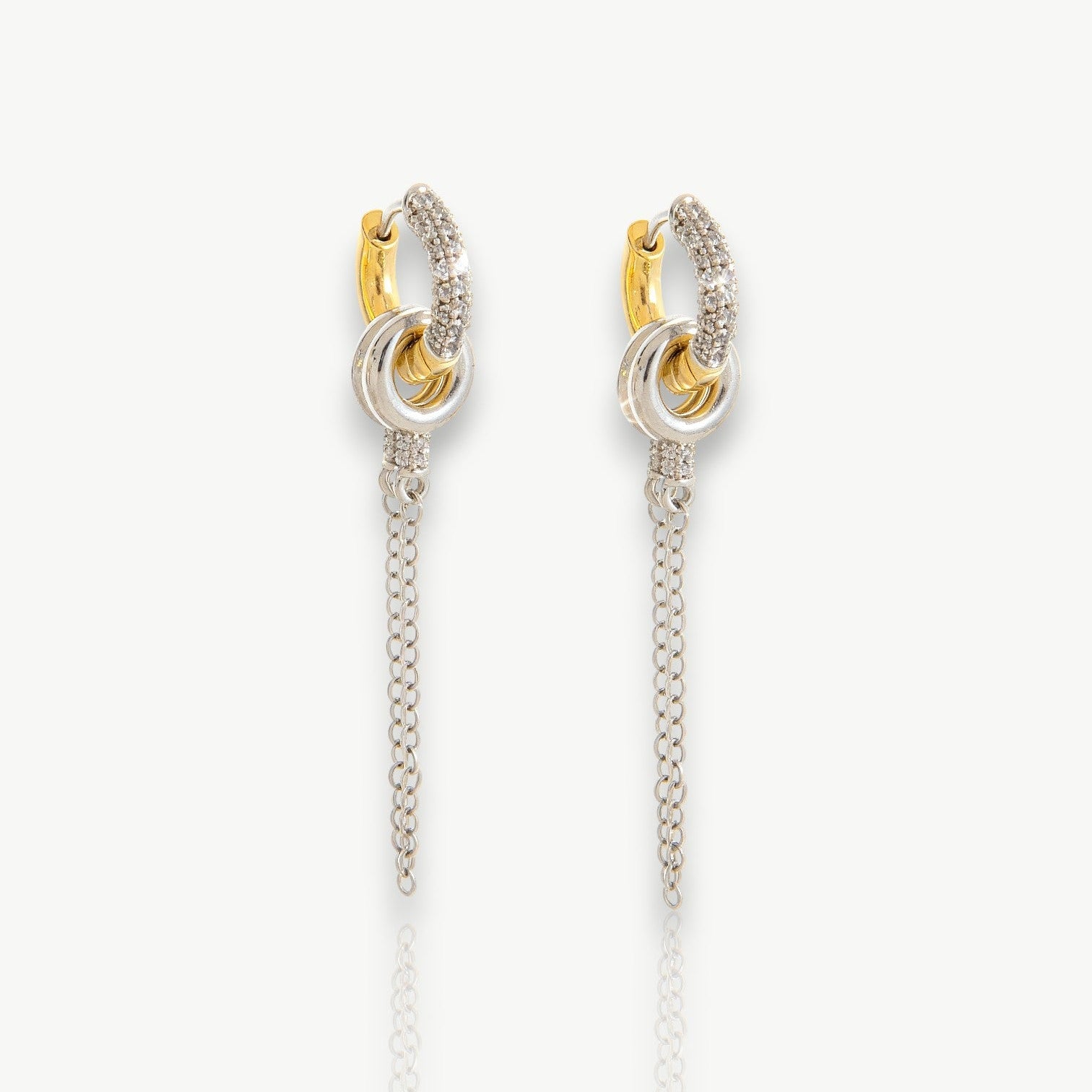 Two-Tone Charm Chain Earrings