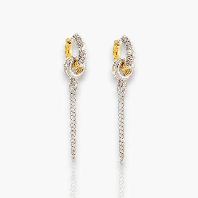 Two-Tone Charm Chain Earrings