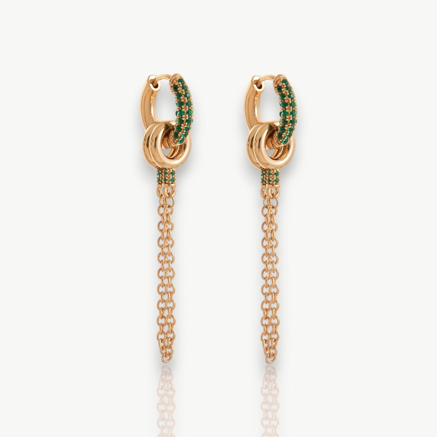 Two-Tone Charm Chain Earrings