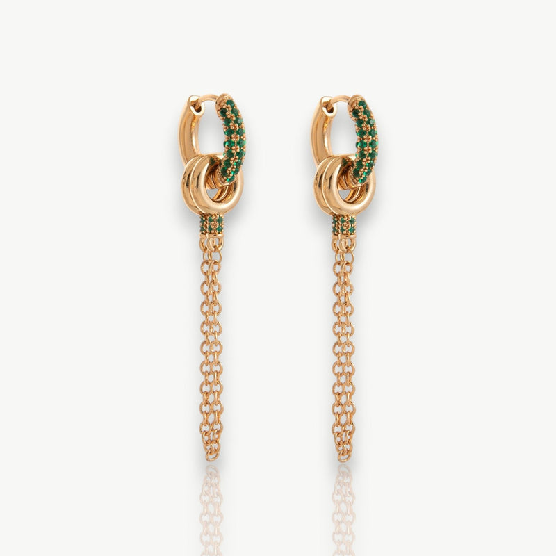 Two-Tone Charm Chain Earrings