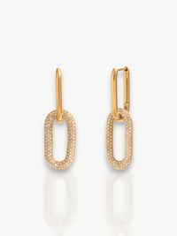 Oval Pavé Link Earrings