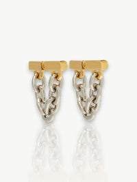 Dual-Tone Chain Drop Earrings