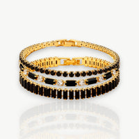 Black Crystal Tennis Bracelet Set