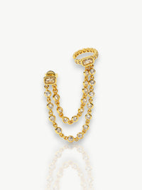 Double Chain Zircon Cuff Earrings