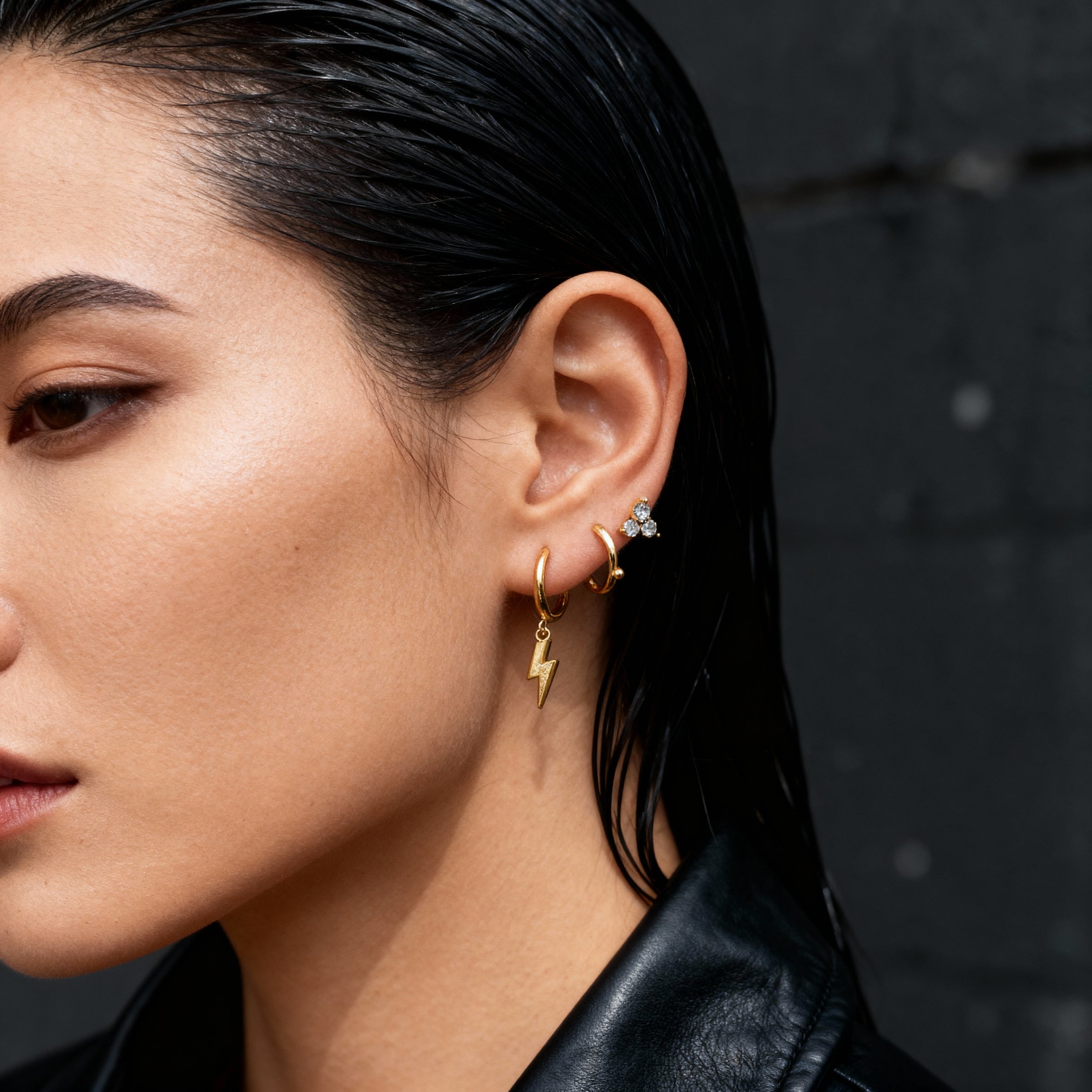 Lightning Bolt Cubic Hoops