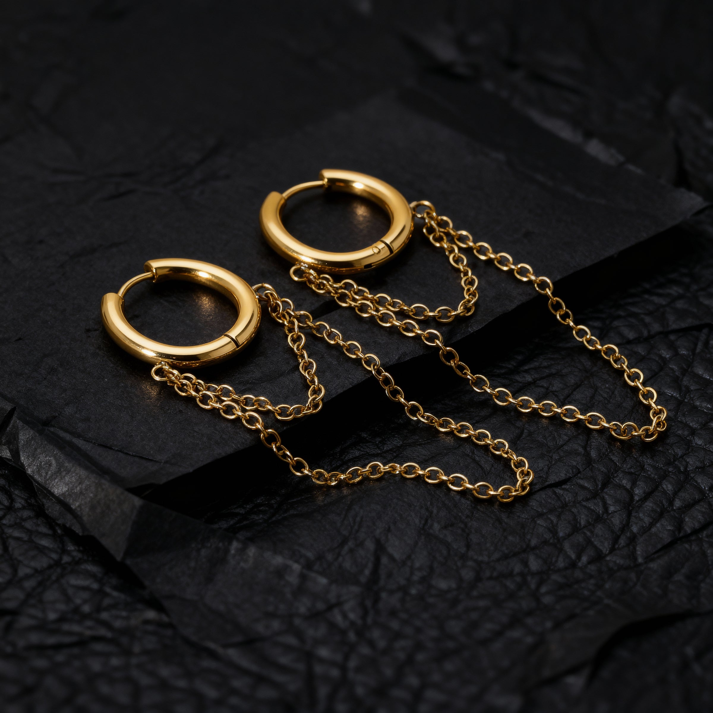 Double Layer Chain Hoop Earrings