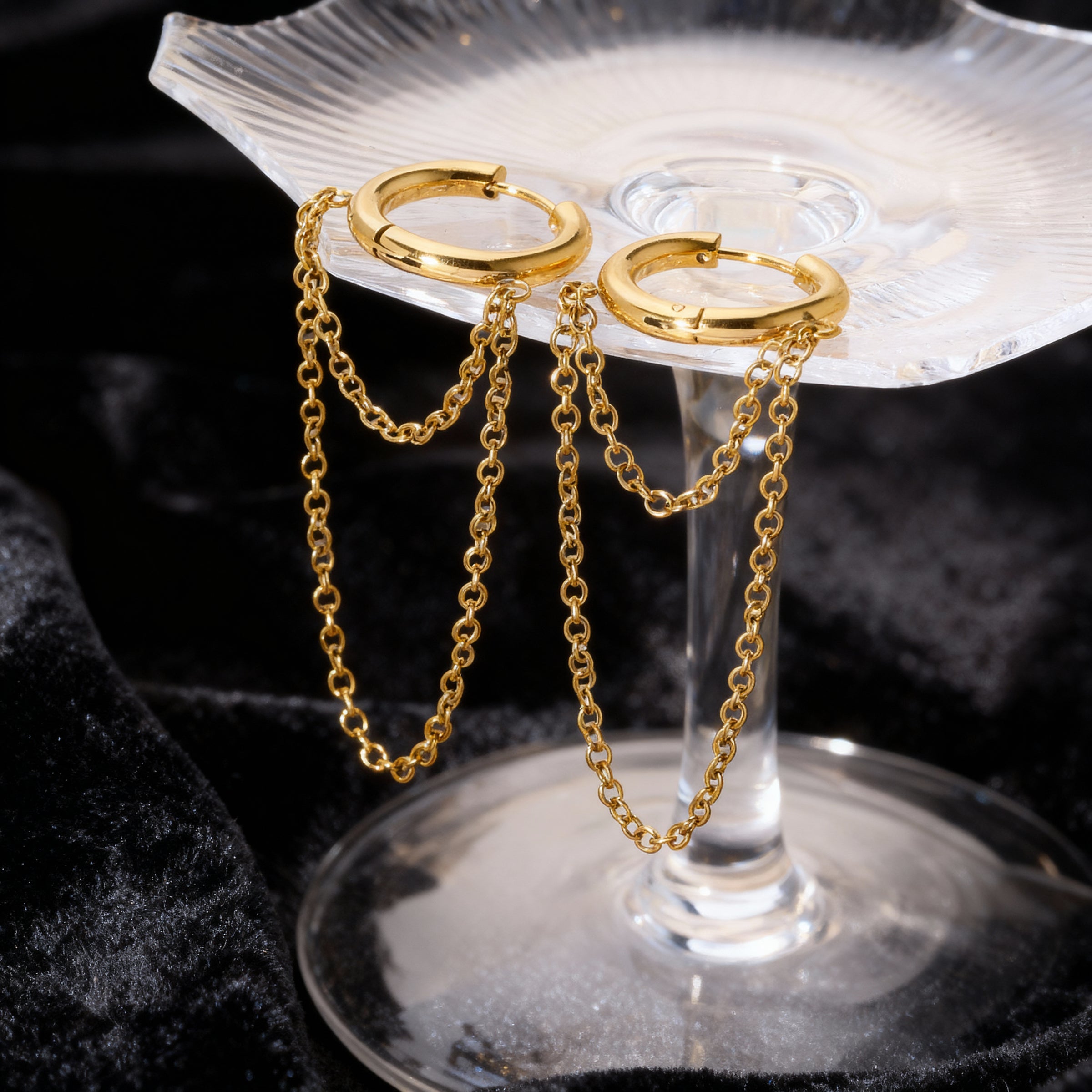 Double Layer Chain Hoop Earrings