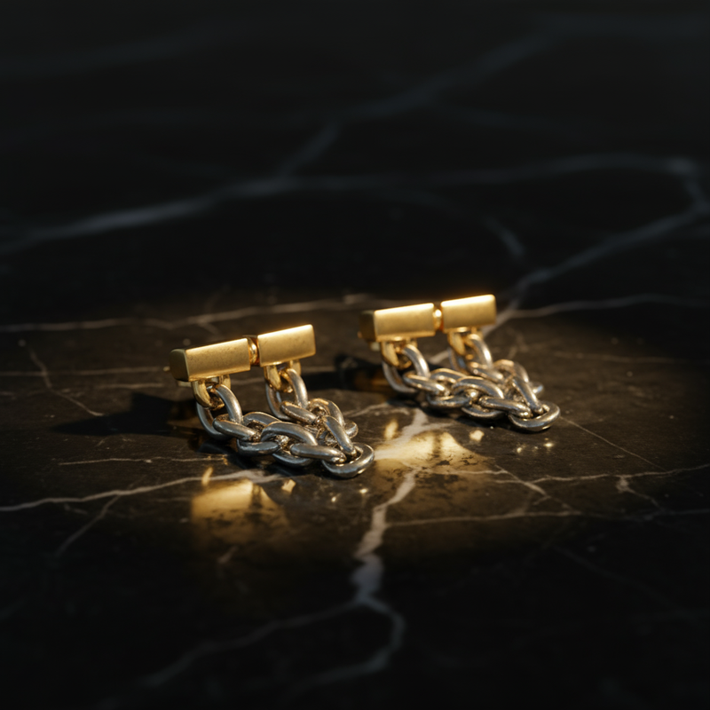 Dual-Tone Chain Drop Earrings