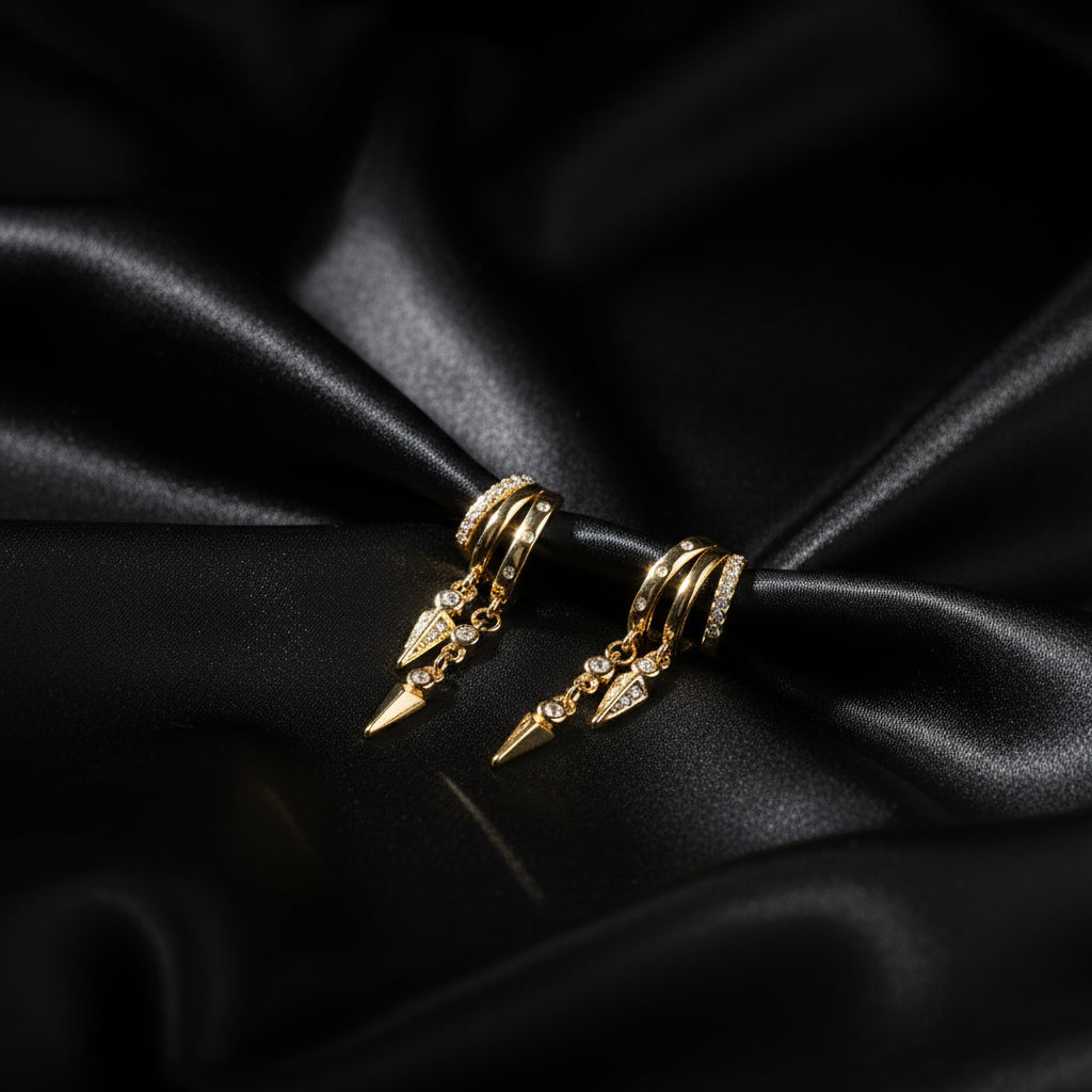 Double Spike Cascade Hoop Earrings