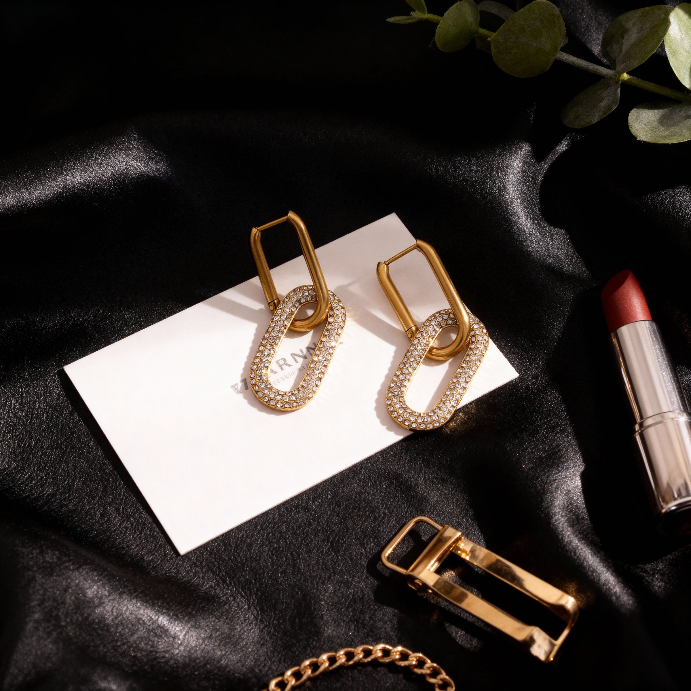 Oval Pavé Link Earrings